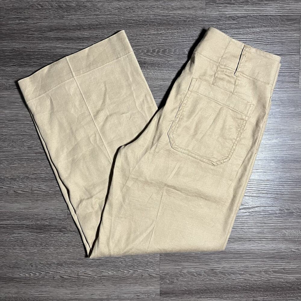 Anthropologie Maeve Colette Linen Pants Women's 25 Beige Crop Wide Leg EUC